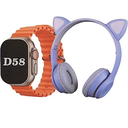 D58 Smart Watch with Wireless Bluetooth headphones