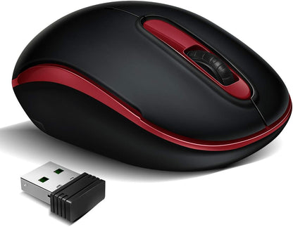 Slim Portable Wireless Mouse with USB Nano Receiver - 1200 DPI, Silver
