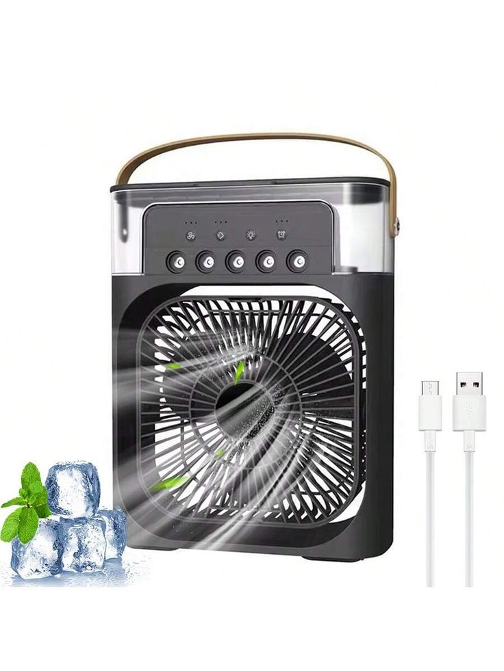 3 In 1 Mini Portable USB AC Fan Humidifier & LED Water Lamp (10 inch)