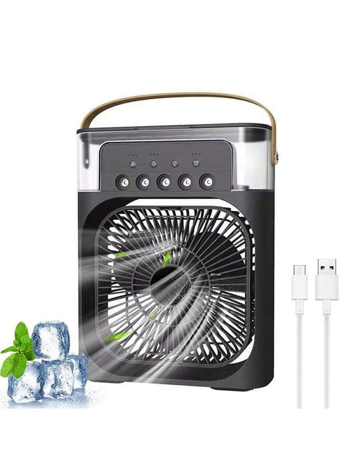 3 In 1 Mini Portable USB AC Fan Humidifier & LED Water Lamp (10 inch)