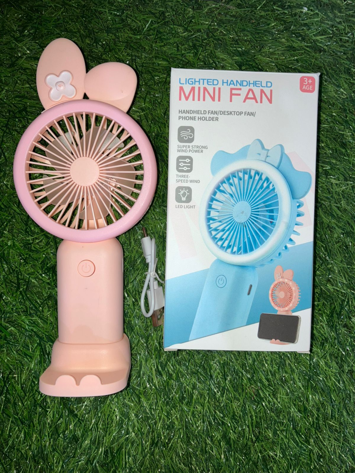 Lighted Handheld Mini Fan – USB Rechargeable Portable Fan with LED Light