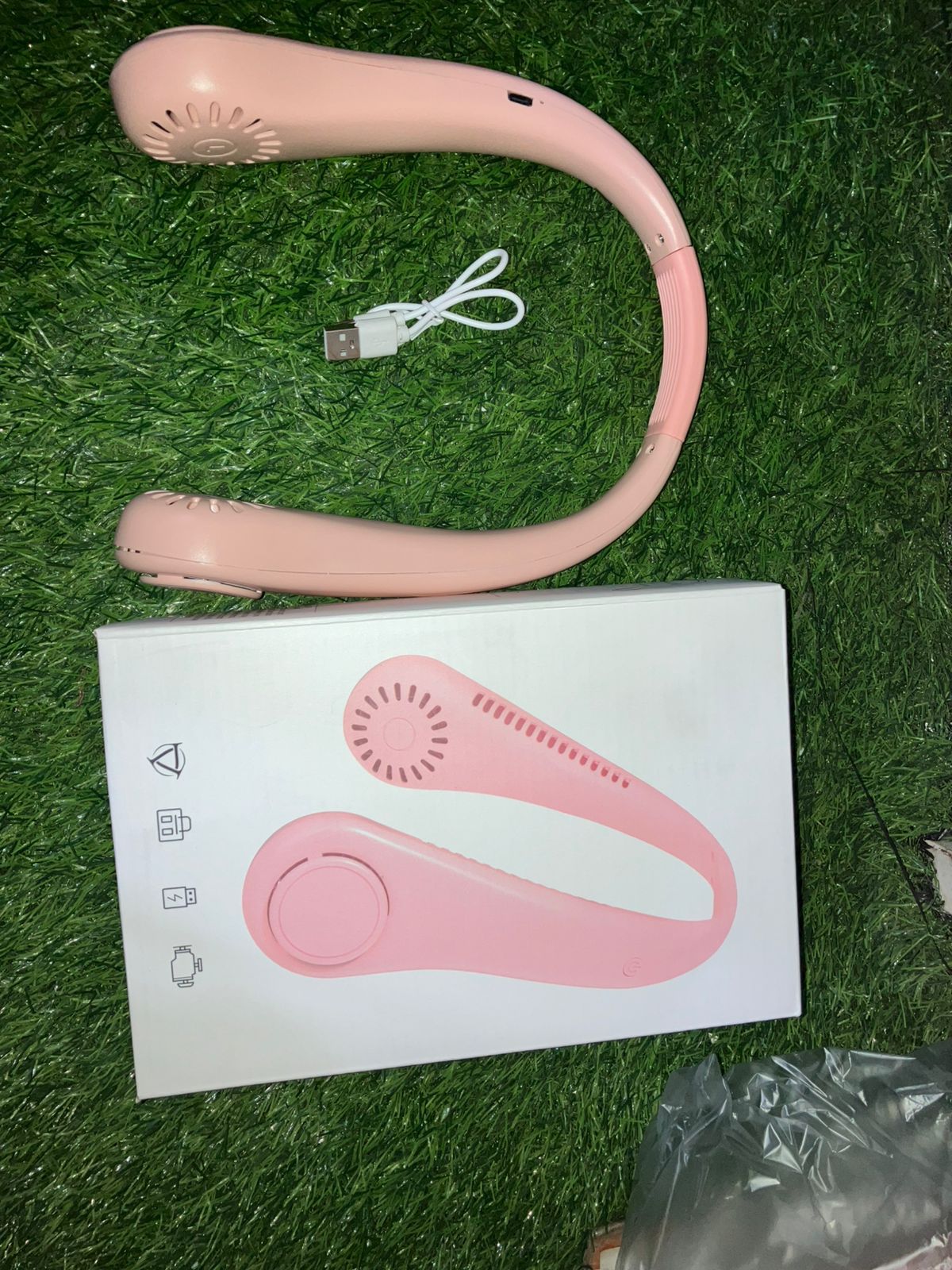 Portable Rechargeable Neck Fan – Hands-Free Dual Wind Wearable Cooling Fan