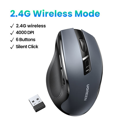 Ugreen USB Optical Wireless Mouse 2.4GHz 4000 DPI black (MU006)