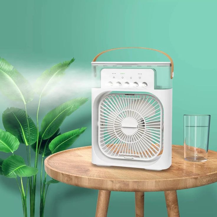 3 In 1 Mini Portable USB AC Fan Humidifier & LED Water Lamp (10 inch)
