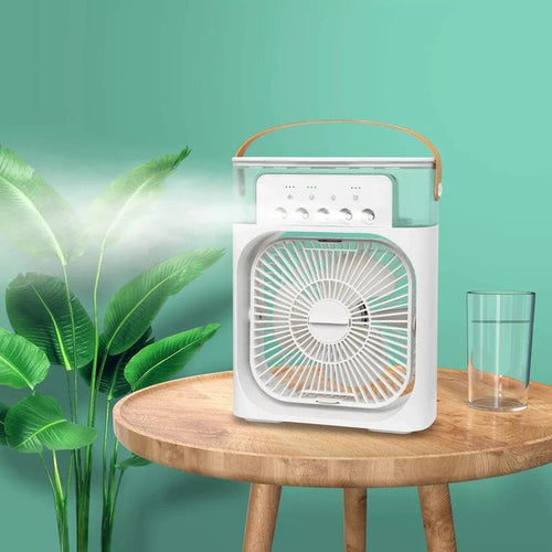 3 In 1 Mini Portable USB AC Fan Humidifier & LED Water Lamp (10 inch)