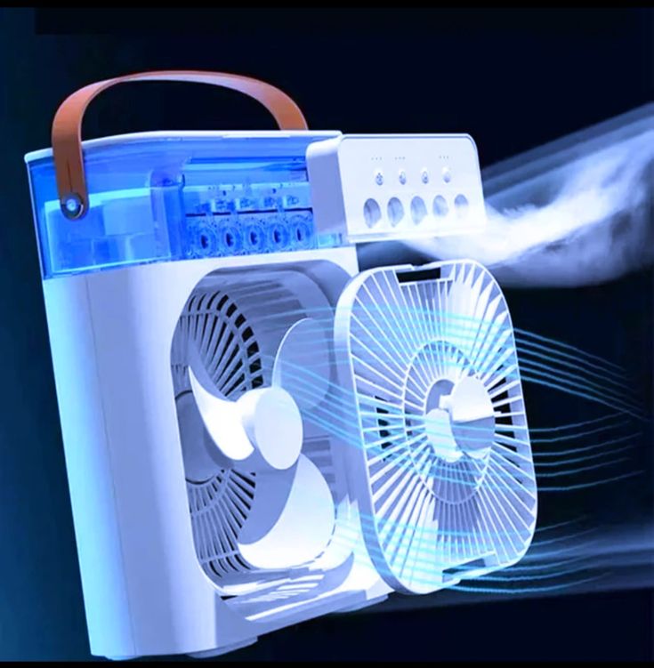 3 In 1 Mini Portable USB AC Fan Humidifier & LED Water Lamp (10 inch)