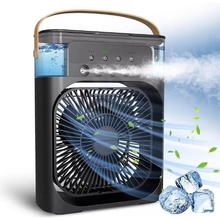 3 In 1 Mini Portable USB AC Fan Humidifier & LED Water Lamp (10 inch)